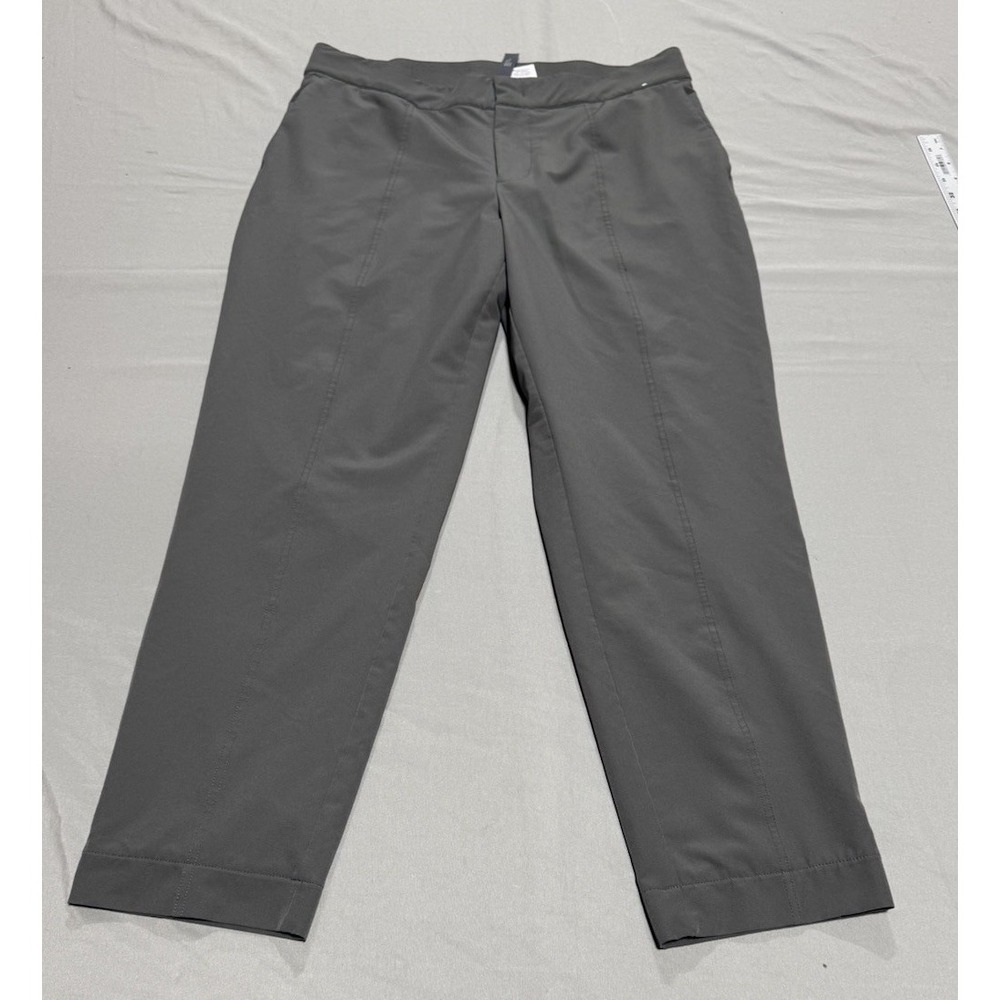 Mondetta Women's 12 Lined Performance Pants Elastic Waist Charcoal Travel Pocket